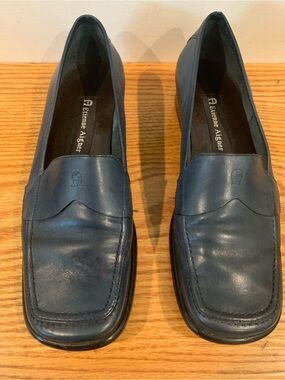 Etienne Aigner Women’s Dark Navy Leather Slip-On Loafers